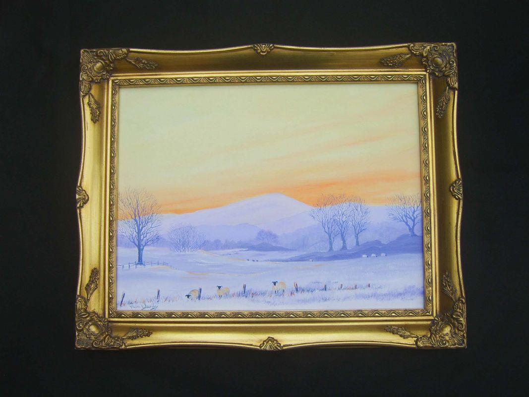 painting of Lake District for sale | snow scene with sheep